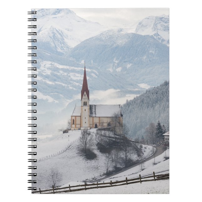 Church in an alpine winter landscape notebook (Front)