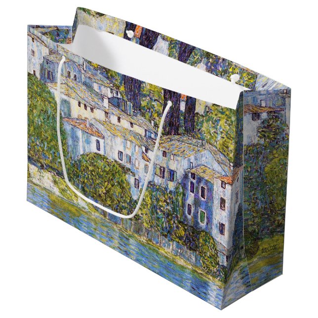 Church in Cassone, Gustav Klimt Large Gift Bag (Front Angled)