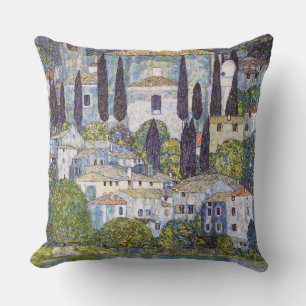 Church in Cassone, Gustav Klimt Throw Pillow