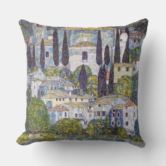 Church in Cassone, Gustav Klimt Throw Pillow (Front)