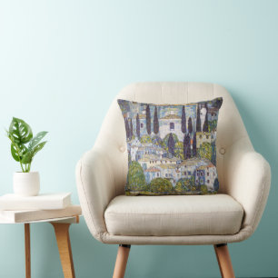 Church in Cassone, Gustav Klimt Throw Pillow