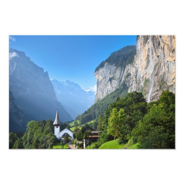 Church in Lauterbrunnen valley, Switzerland Photo Print (Front)