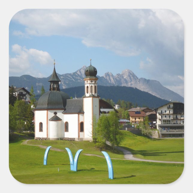 Church in Seefeld, Austria sticker (Front)