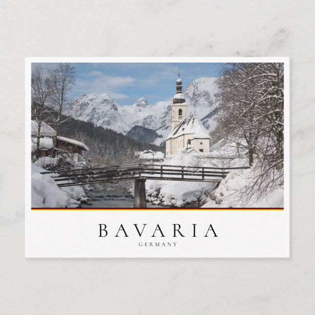 Church in the snow with Alps mountains in winter Postcard (Front)