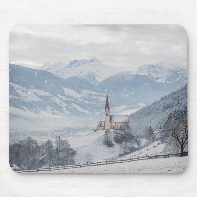 Church in Zillertal in winter mousepad (Front)