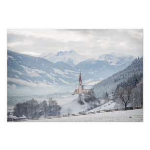 Church in Zillertal in winter photo print