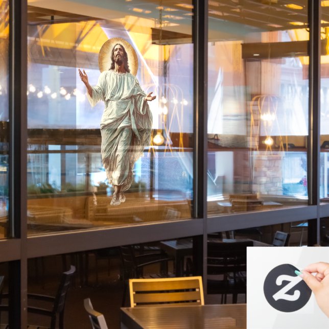 Church Jesus Christ Religious Art Window Cling (Restaurant Window)