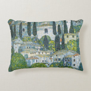 Church (Kirche) in Cassone by Gustav Klimt Accent Pillow
