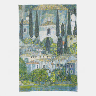 Church (Kirche) in Cassone by Gustav Klimt Kitchen Towel