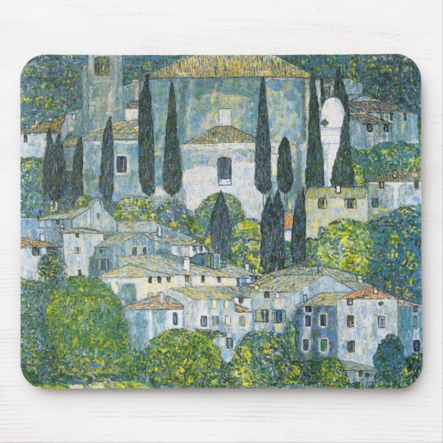 Church (Kirche) in Cassone by Gustav Klimt Mouse Pad (Front)
