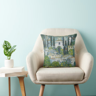 Church (Kirche) in Cassone by Gustav Klimt Throw Pillow