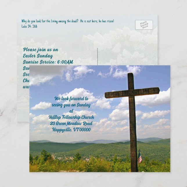 Church Mailer Service de Pâques Invitation (Devant / Derrière)