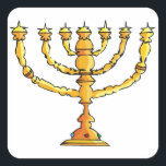 Church Menorah Square Sticker<br><div class="desc">A church menorah in gold with lots of candles. This design looks really effective on this Stickers</div>