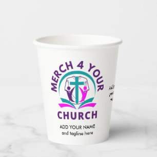 CHURCH MERCHANDISE Personalized Add Your Logo Paper Cups