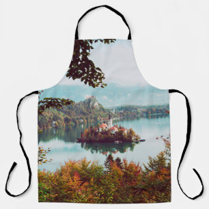 Church of Assumption in Lake Bled Slovenia in the  Apron