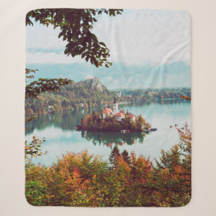 Church of Assumption in Lake Bled Slovenia in the Sherpa Blanket