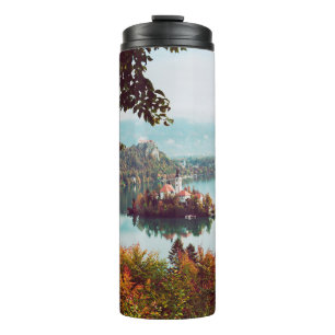 Church of Assumption in Lake Bled Slovenia in the Thermal Tumbler