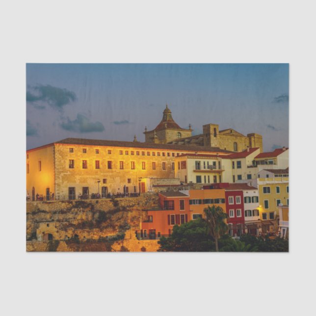 Church of Carmen at dusk - Mahon, Menorca Tissue Paper (Front)