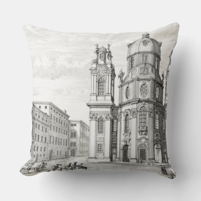 Church of Notre Dame, Salzburg, Austria, from 'Ent Throw Pillow (Front)