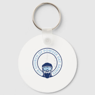 Church Of Powder Day Saints Royal Emblem Skiing Sh Keychain