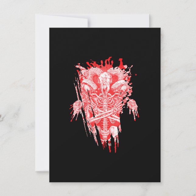 Church Of Satan Gift All Hail Goat Satanic Baphome Invitation (Front)