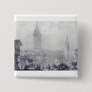 Church of the Abbey of Saint Philibert at Tounus 2 Inch Square Button