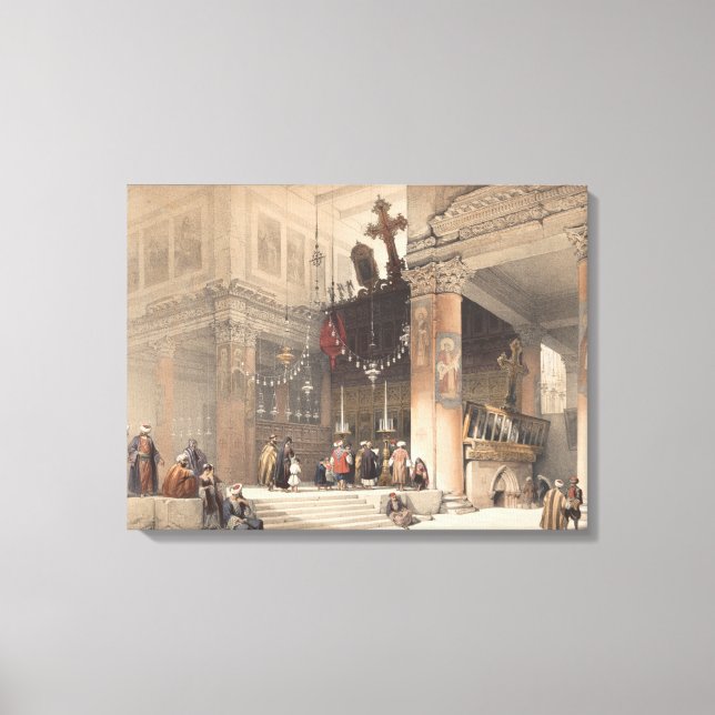 Church of the Nativity, Bethlehem. Coloured lithog Canvas Print (Front)