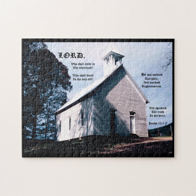 Church on a Hill with Psalm 15:1-2 Jigsaw Puzzle (Horizontal)