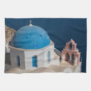 Church on the Island of Santorini, Greece Kitchen Towel