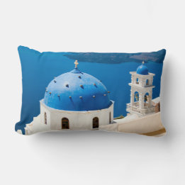 Church on the Island of Santorini photo, Greece Lumbar Pillow
