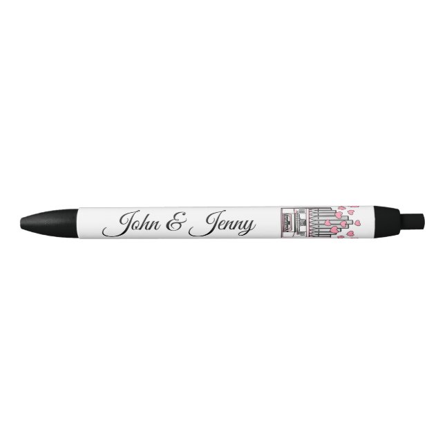 Church Organ Musician Custom Wedding Favour Gift Black Ink Pen (Front)