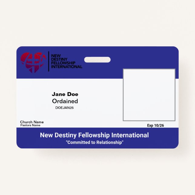 Church/Organization/Workplace ID Badge (Front)