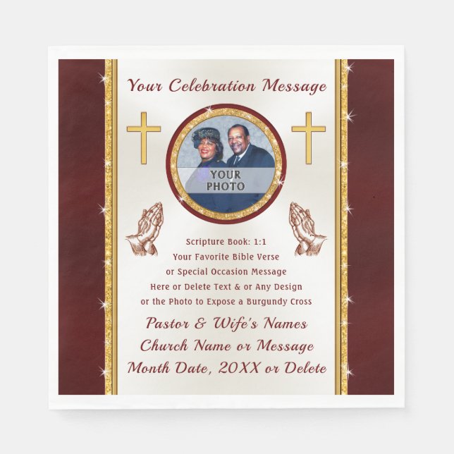 Church Party Ideas, Personalized, Religious Paper Napkin (Front)