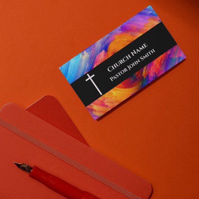 Church Pastor Abstract Orange Sky Christian Business Card (Church Pastor Abstract Orange Sky Christian Business Card)