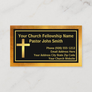 Church Pastor Brushed Gold And Black  Business Card