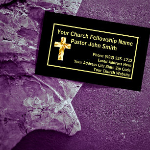 Church Pastor Classy Cartes de visite noirs
