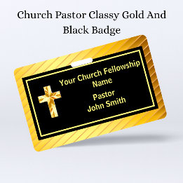 Church Pastor Classy Gold And Black  Badge