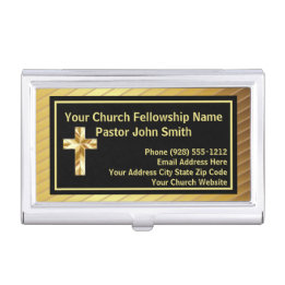 Church Pastor Classy Gold And Black Business Card Holder
