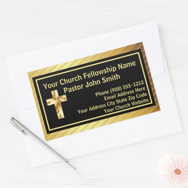 Church Pastor Classy Gold And Black Business  Sticker (Envelope)