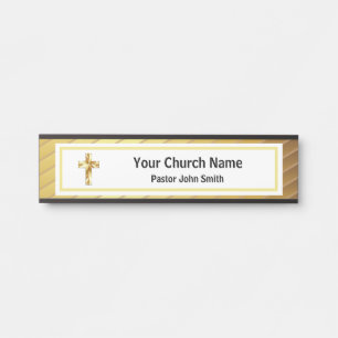 Church Pastor Classy Gold And Black Door Sign