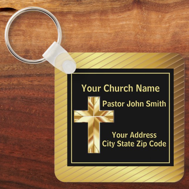 Church Pastor Classy Gold And Black  Keychain (Front)