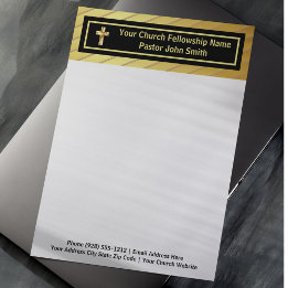 Church Pastor Classy Gold And Black  Letterhead