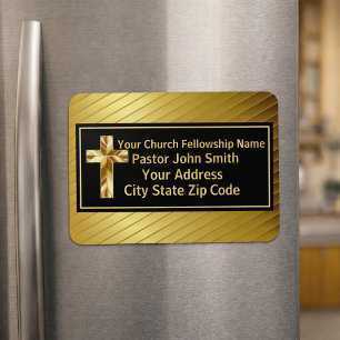 Church Pastor Classy Gold And Black  Magnet