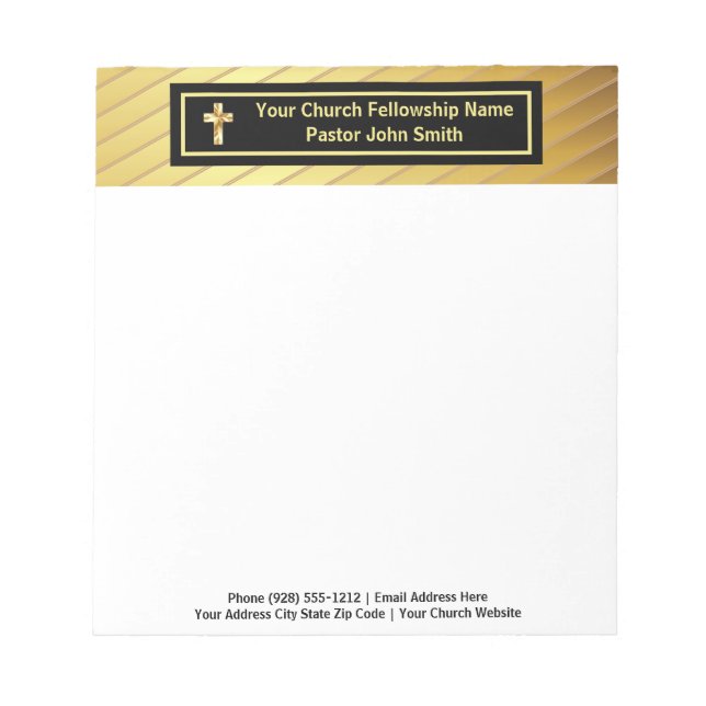 Church Pastor Classy Gold And Black  Notepad (Front)