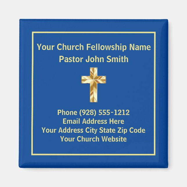 Church Pastor Classy Gold Business Card Magnet (Front)