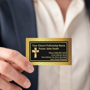 Church Pastor Classy Or Et Cartes de visite Noirs