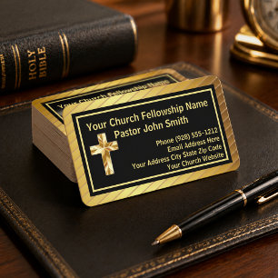 Church Pastor Classy Or Et Cartes de visite Noirs