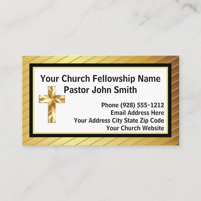 Church Pastor Classy Or Et Cartes de visite Noirs (Devant)