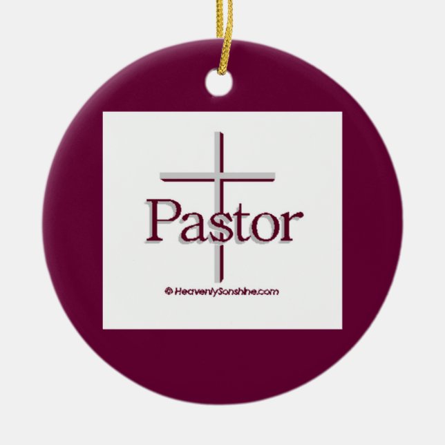 Church Pastor Cross Ceramic Ornament (Front)
