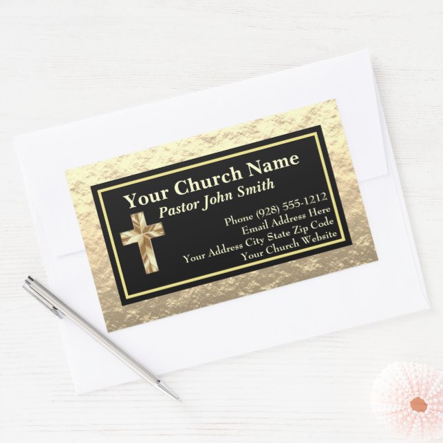 Church Pastor Gold And Black Business  Sticker (Envelope)